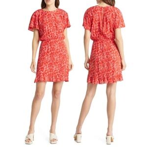 & Other Stories Batwing Sleeve Ruffle Mini Dress Floral